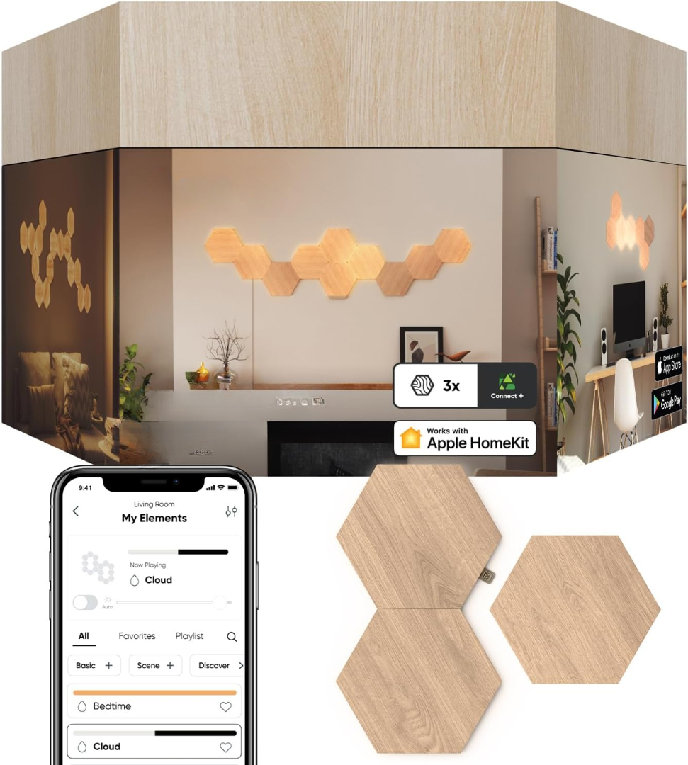 Modular Wood Grain Light Panels | Custom Ambient Lighting for Home