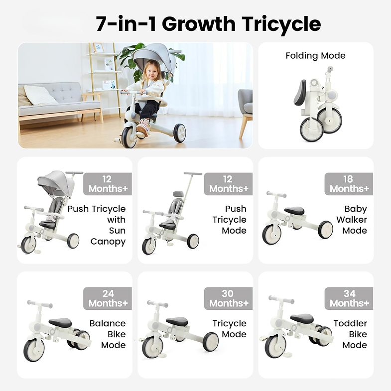 7-in-1 Grow-with-Me Toddler Tricycle