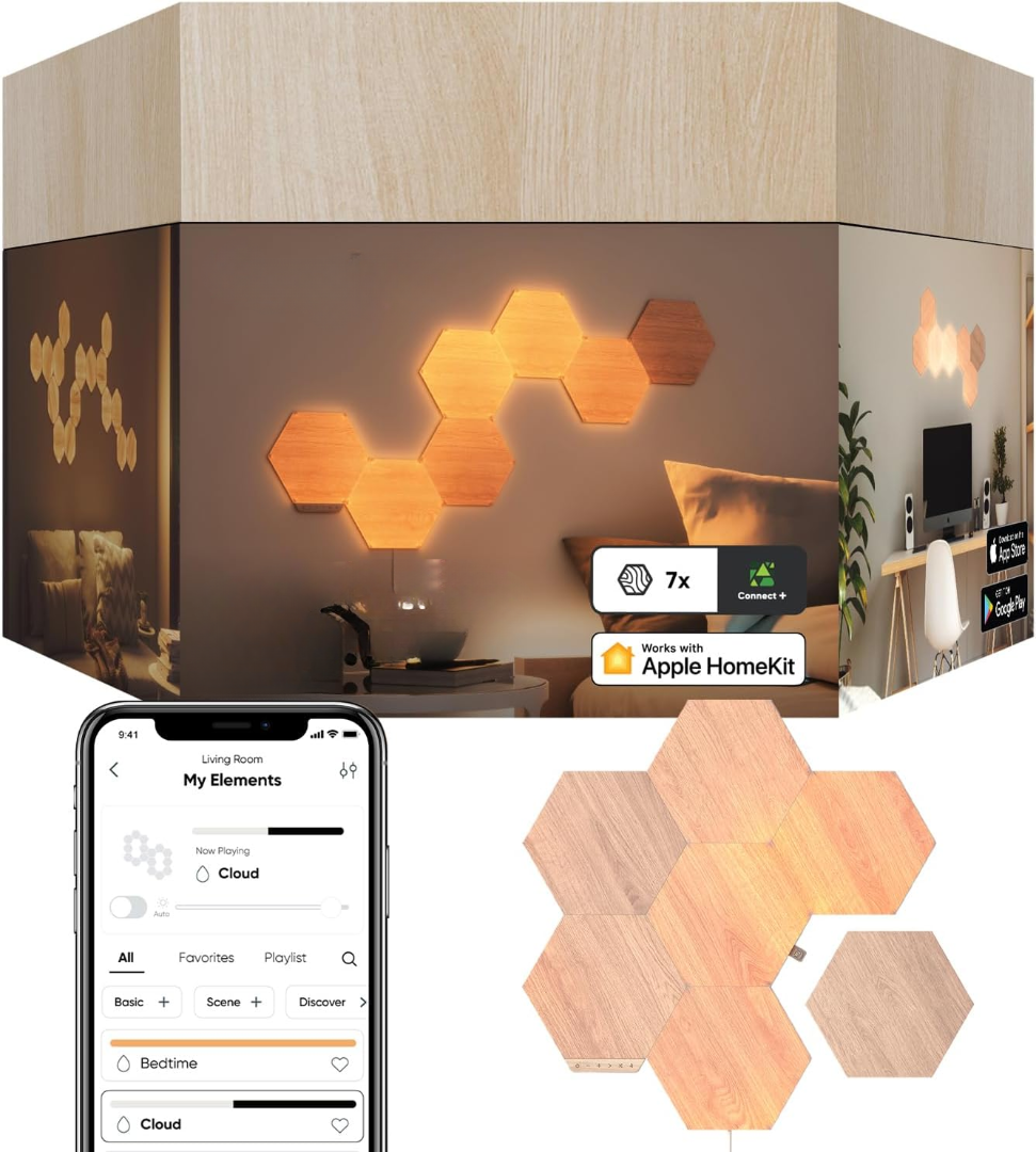 Modular Wood Grain Light Panels | Custom Ambient Lighting for Home