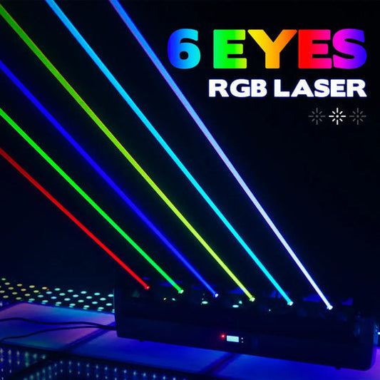 Six-Eye Rotating Laser Projector - Multi-Beam Lighting System 💫🌀🔴