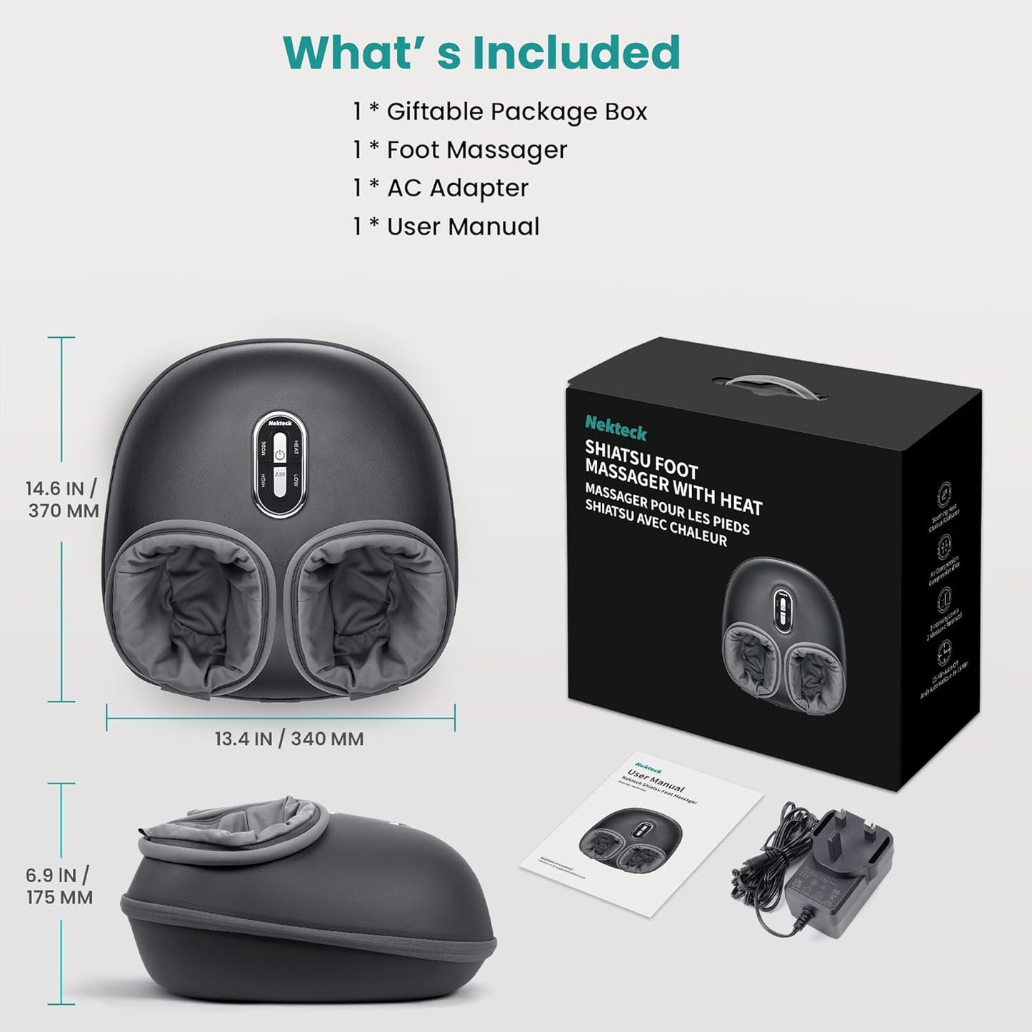 🦶 3-Mode Foot Massager: Shiatsu + Heat + Air Compression!