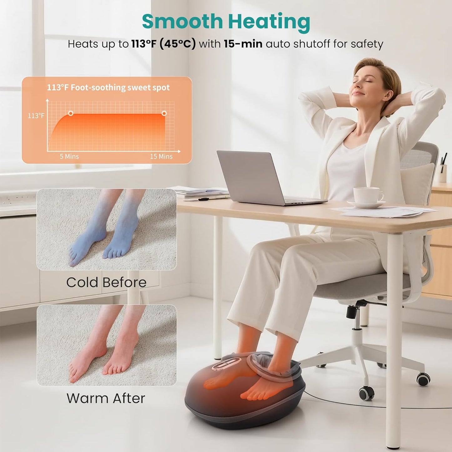 🦶 3-Mode Foot Massager: Shiatsu + Heat + Air Compression!