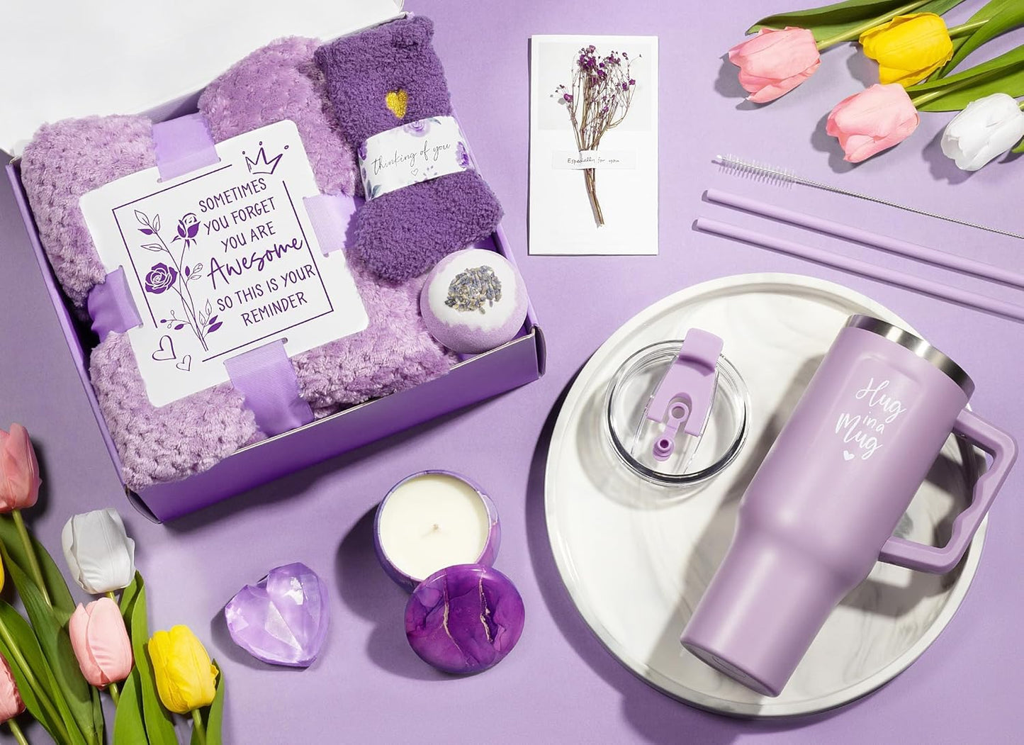 Lavender Self-Care Gift Basket – Sending Her a Warm Hug in Every Box 💖