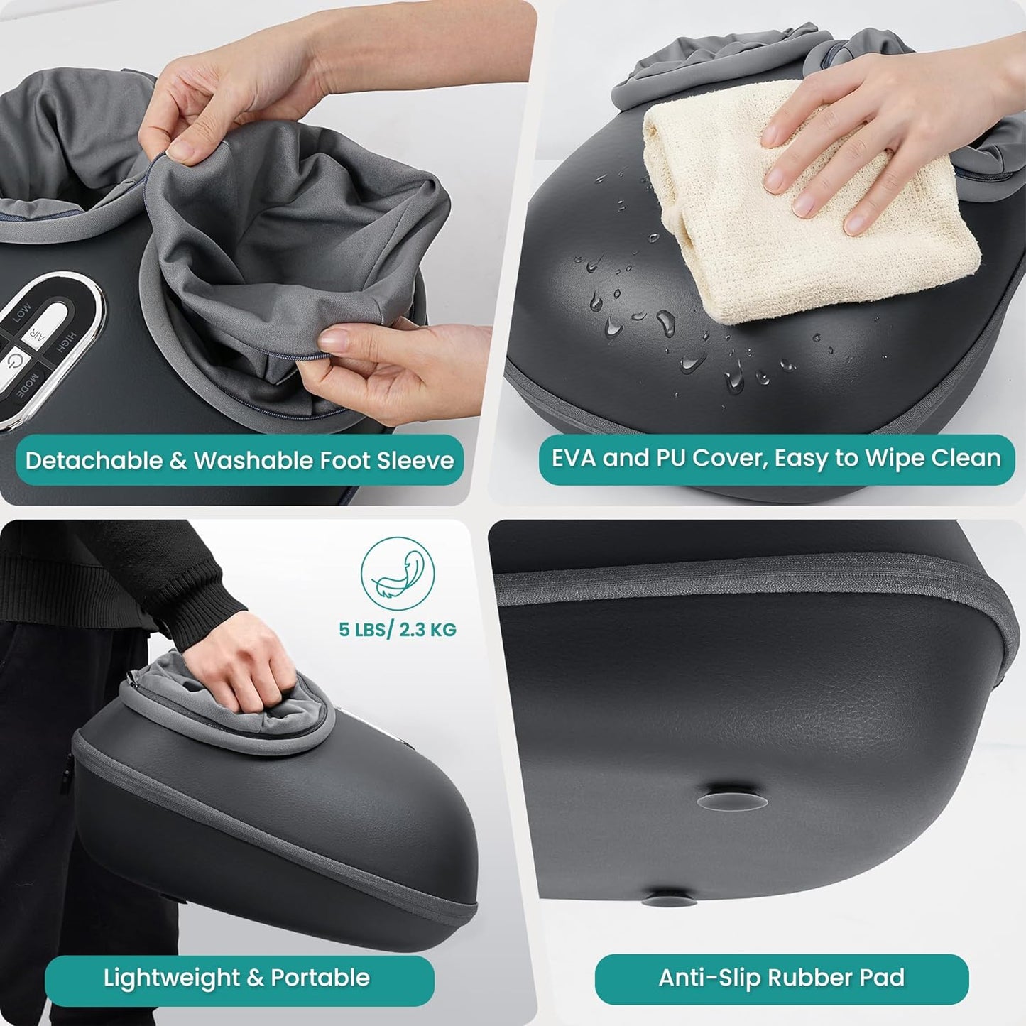 🦶 3-Mode Foot Massager: Shiatsu + Heat + Air Compression!