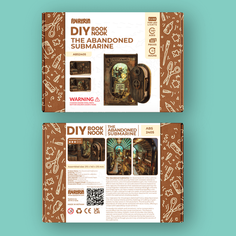 🌊 Submarine DIY Book Nook Kit – LED Decor & Therapeutic Craft!