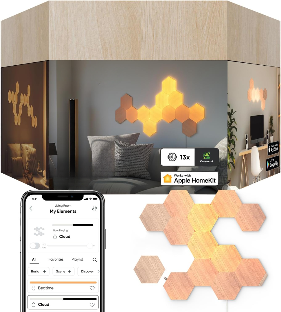 Modular Wood Grain Light Panels | Custom Ambient Lighting for Home